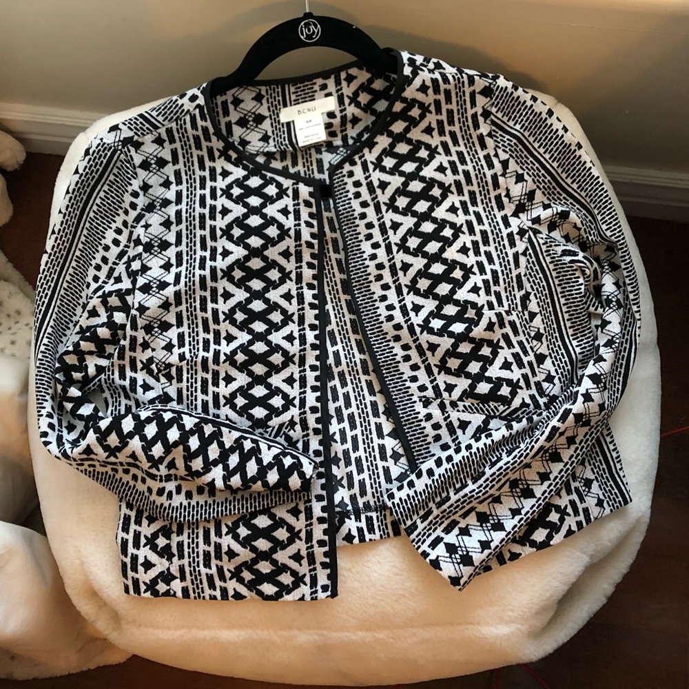 Printed Black and White Blazer